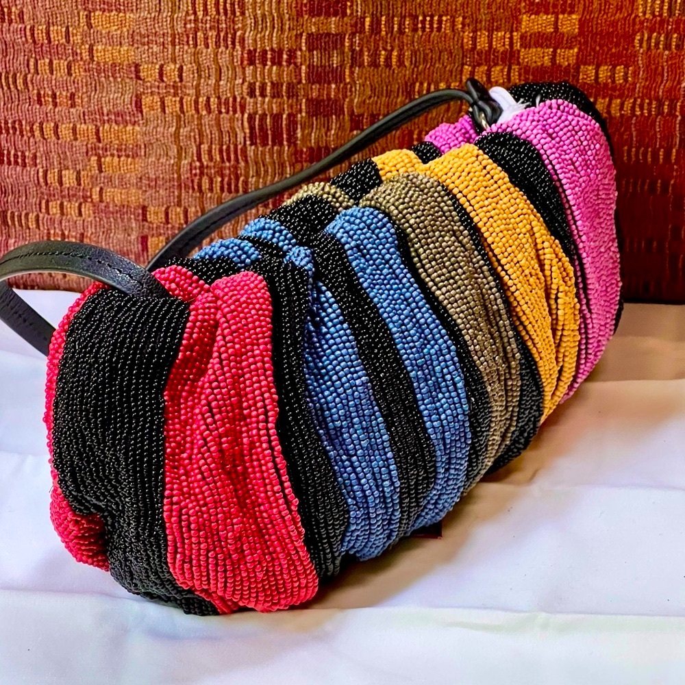 πΊπHPππΊ NWT Staud Beaded Bean Bag Mosaic Stripe - Picture 12 of 16